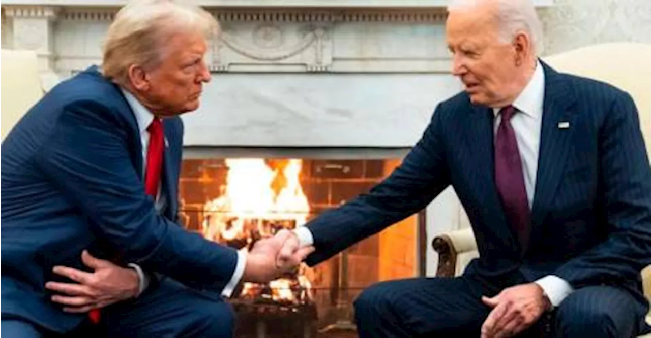 ‘Welcome back’: Trump, Biden shake hands in White House