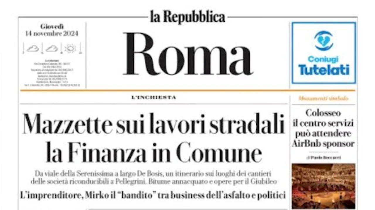 La Repubblica (ed. Roma) titola oggi: 'Ranieri torna ad allenare a Trigoria'