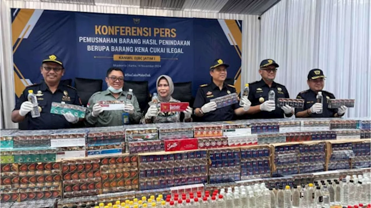 Kanwil Bea Cukai Jatim I Musnahkan Barang Kena Cukai Ilegal Senilai Miliaran Rupiah