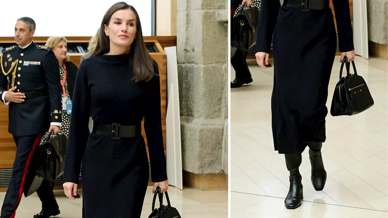 Cómo llevar botas altas de punta cuadrada y tacón grueso como la reina Letizia en otoño 2024