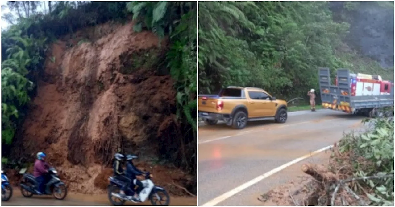 Landslide Occurs at Jalan Tapah - Cameron Highlands, Triggers Rapid Water Flow Downhill