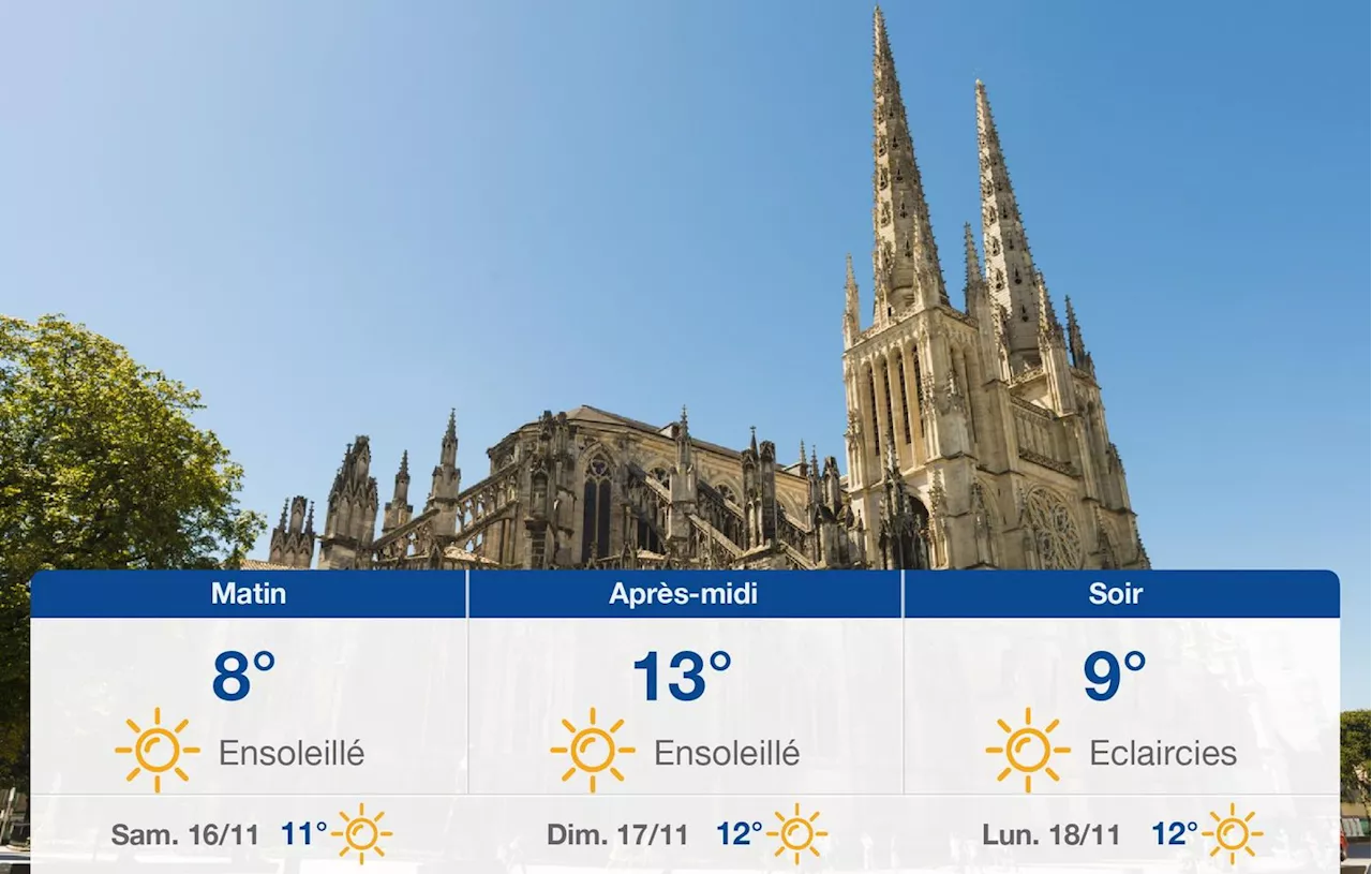 Météo Bordeaux: prévisions du vendredi 15 novembre 2024