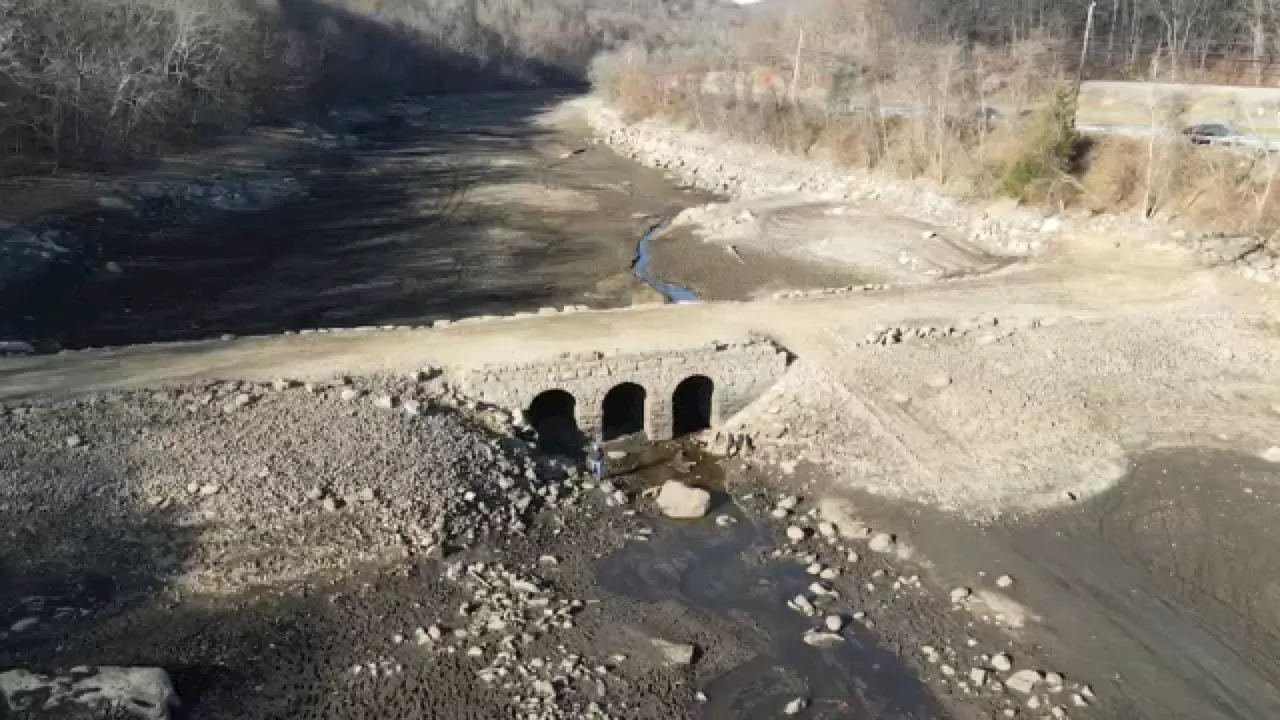 'Ghost bridge' appears at drained reservoir in northern New Jersey