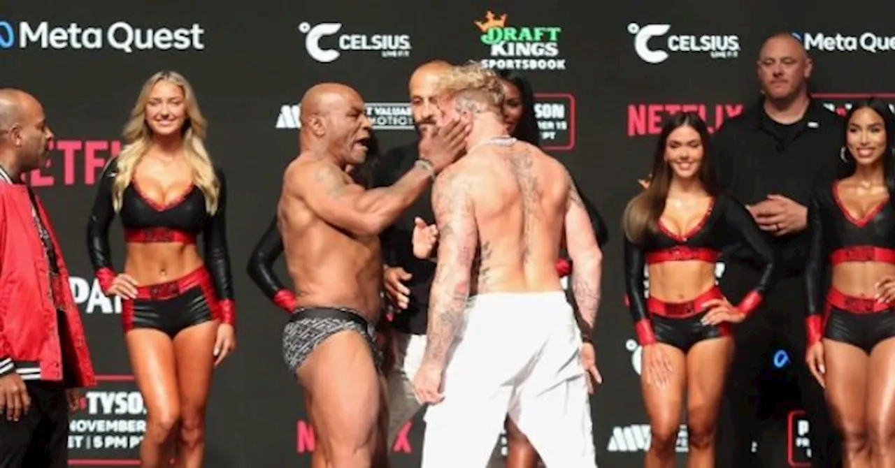 WATCH: Mike Tyson Slaps Jake Paul During Weigh-in Ahead of Matchup