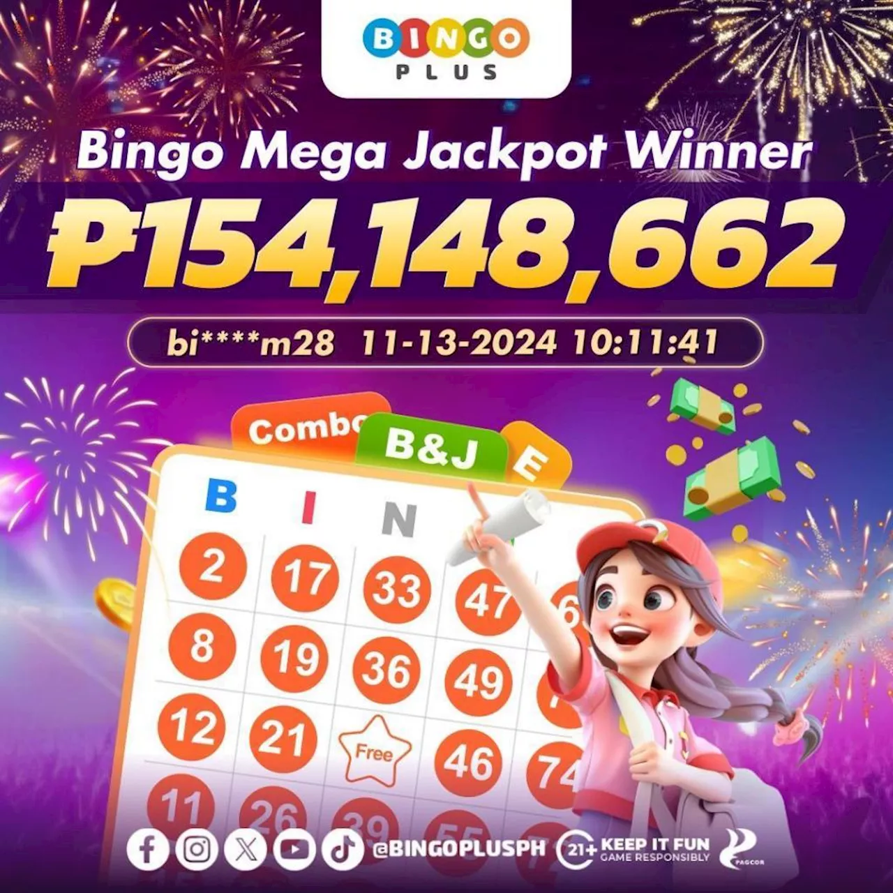 BingoPlus’ newest Mega Jackpot winner bags P154 Million Pesos