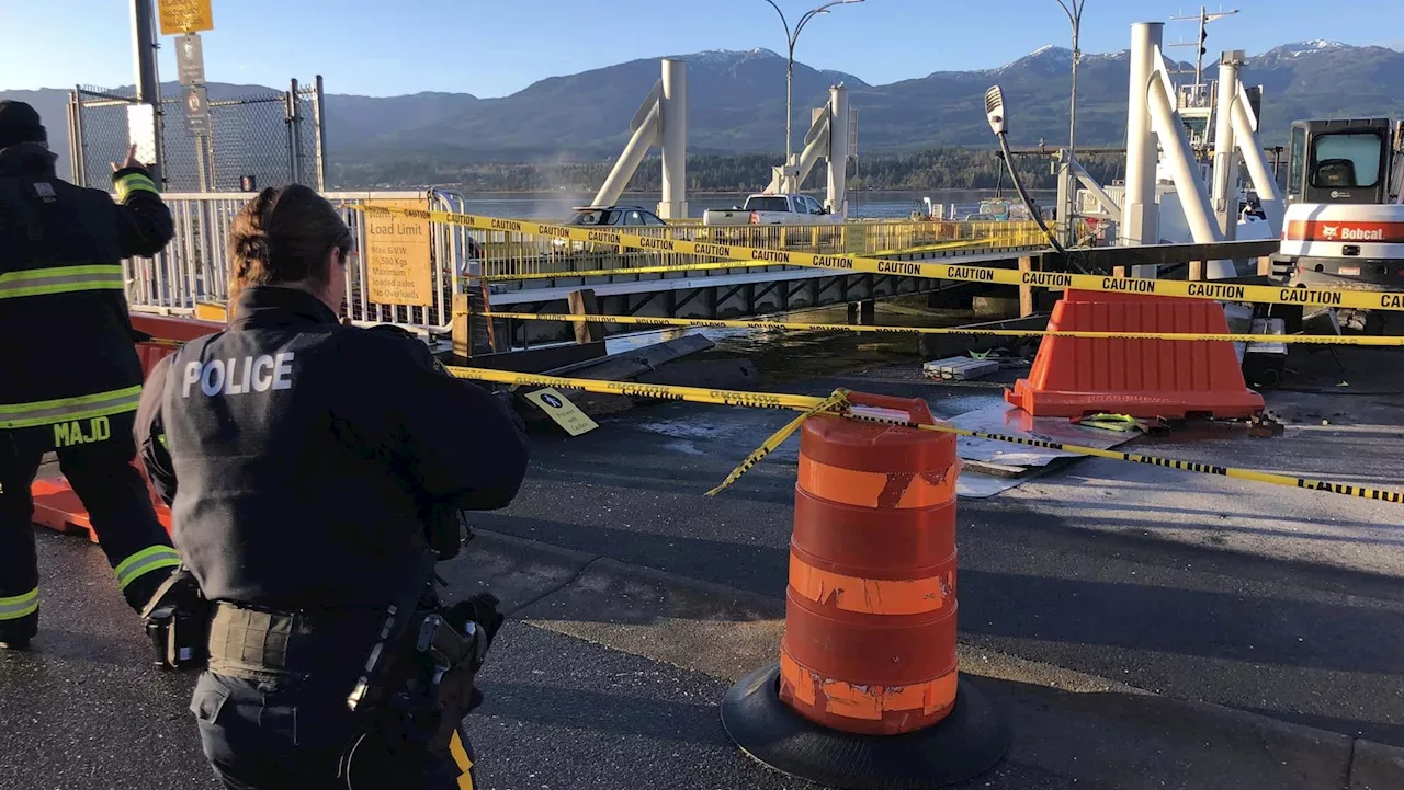 Truck driver crashes through shore railing at Denman Island ferry terminal