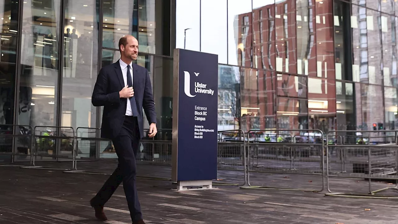 Prince William is booed as leaves Ulster University campus to chants of 'Free Palestine' during...