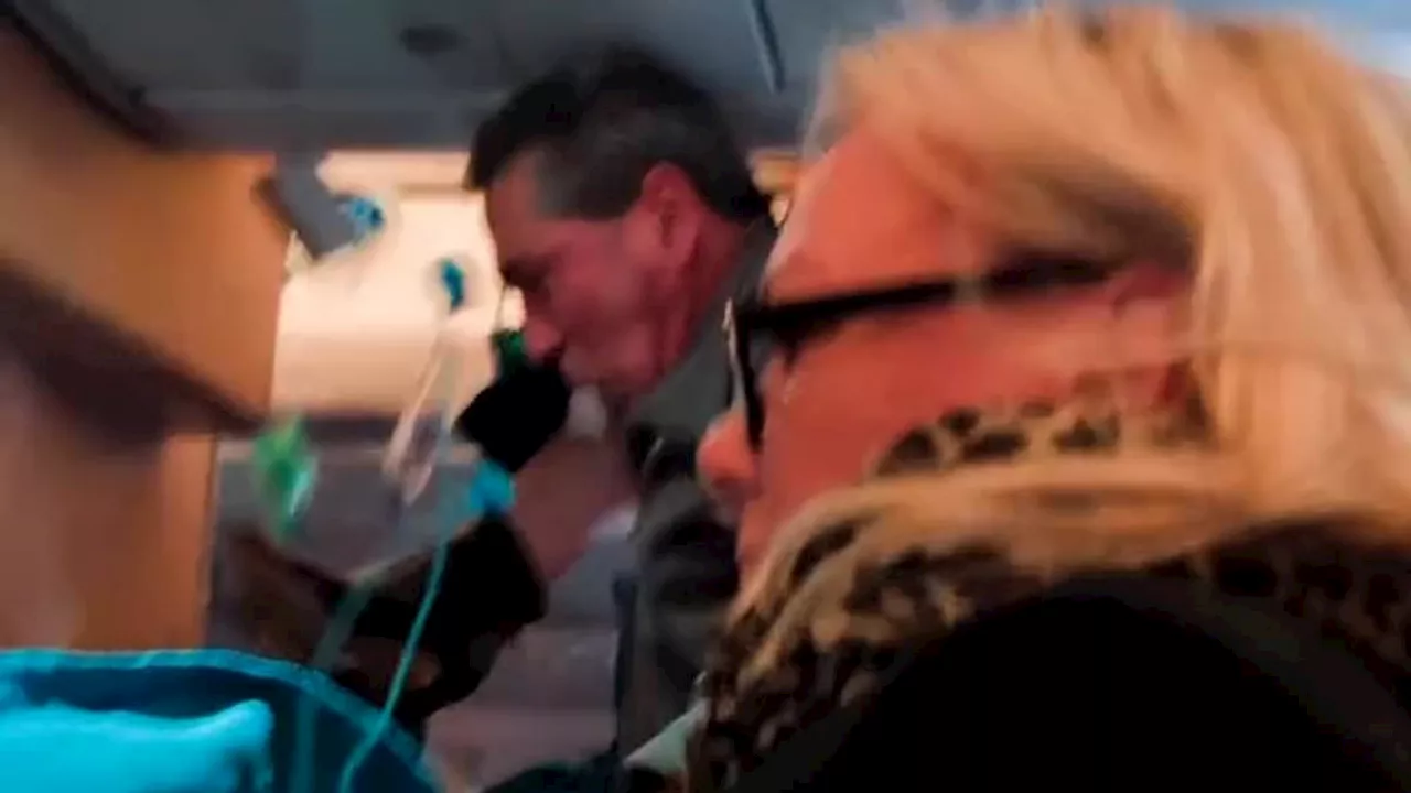 Terrifying moment air passengers scream as they are lifted out of their seats by extreme turbulence...