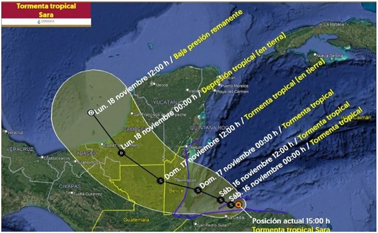 Protección Civil de Chiapas vigila trayectoria de Tormenta Tropical “Sara”; pide reforzar medidas preventivas