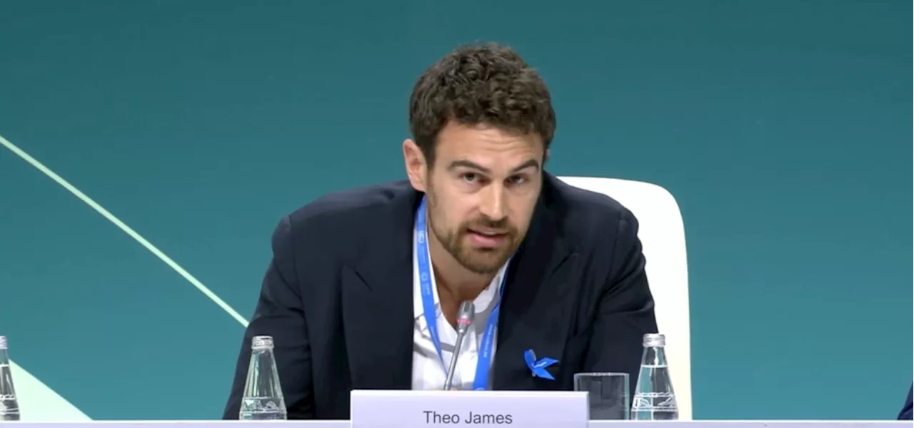 At COP29, Theo James delivers a speech, helps launch Refugees for Climate Action Network