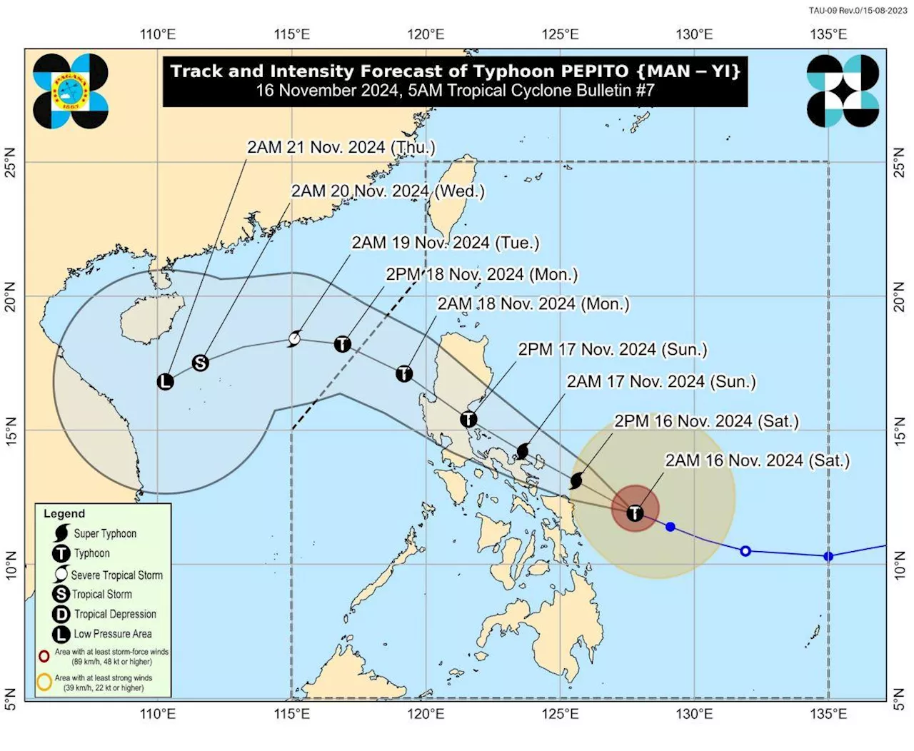 Pepito nears super typhoon category; Signal No. 3 up over 5 areas