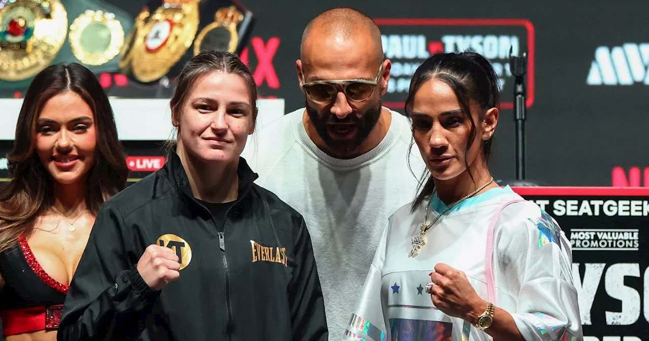 Katie Taylor and Amanda Serrano weigh in as Mike Tyson slaps Jake Paul