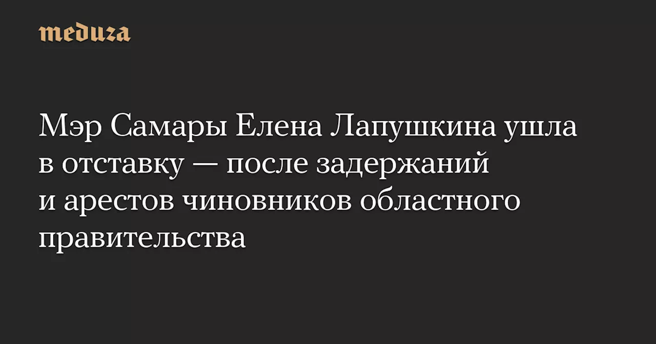 Мэр Самары Елена Лапушкина ушла в отставку — после задержаний и арестов чиновников областного правительства — Meduza