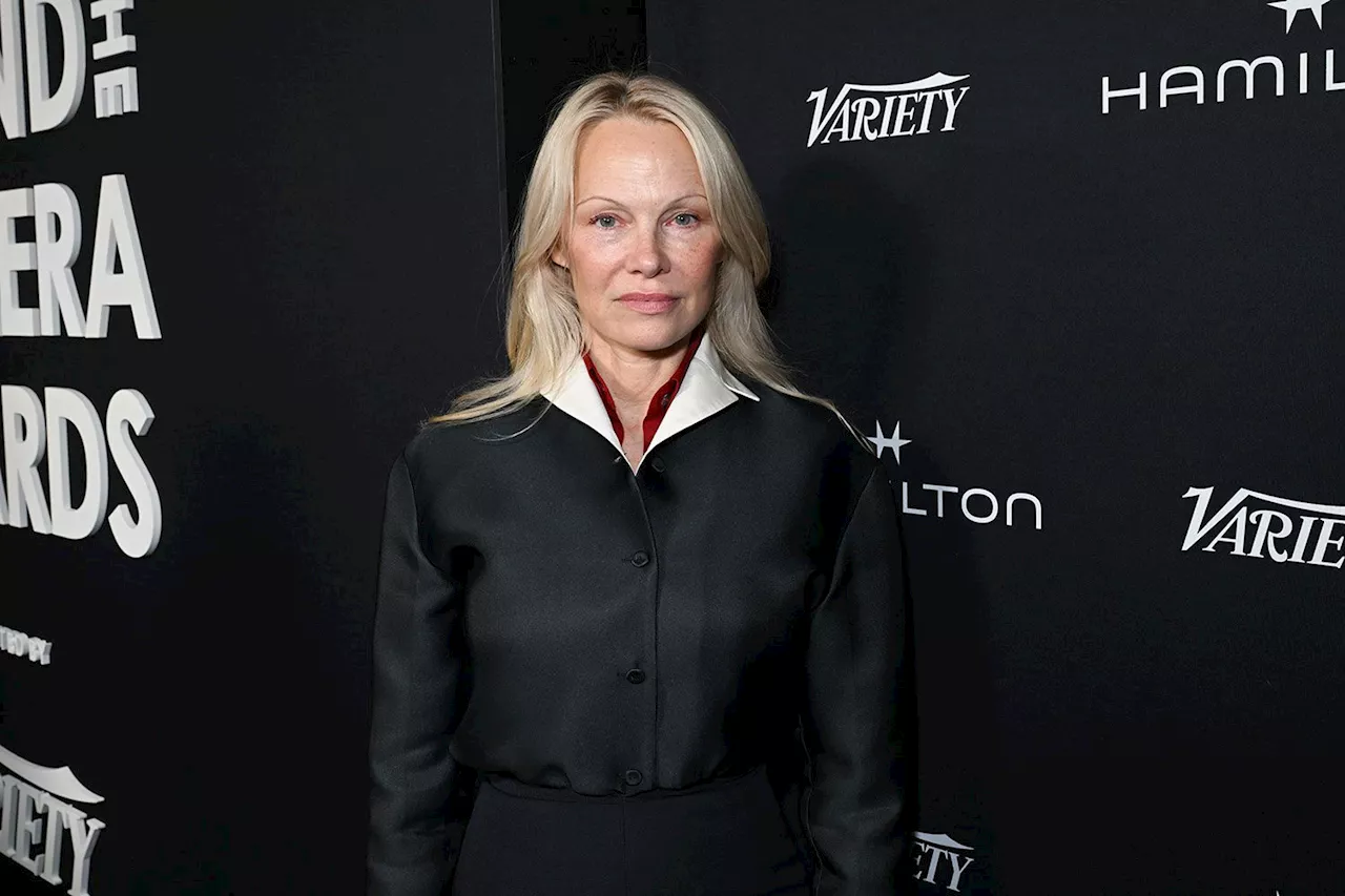 Pamela Anderson Wears Bold Black Look to the Hamilton Behind the Camera Awards