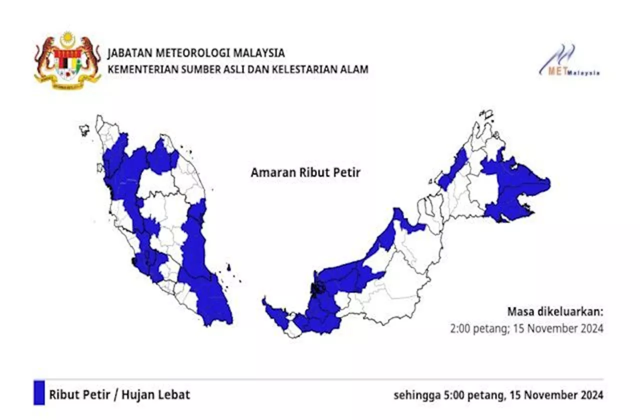 Thunderstorms, heavy rain and strong winds expected in 10 states, says MetMalaysia