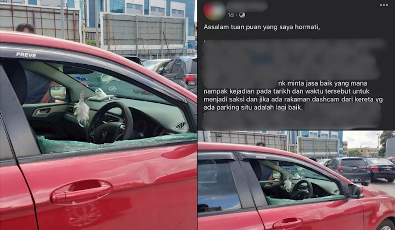 Ramai Persoal Tindakan Wanita Cari Saksi Selepas Cermin Kereta Kena Pecah Gara-Gara Double Park