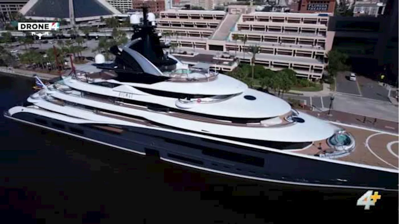 Drone Video: Jaguars owner Shad Khan parks new 400-foot megayacht in downtown Jacksonville