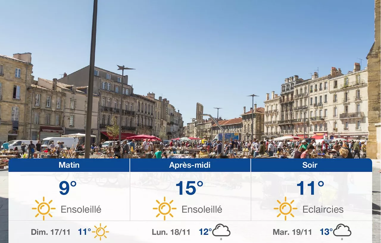 Météo Bordeaux: prévisions du samedi 16 novembre 2024