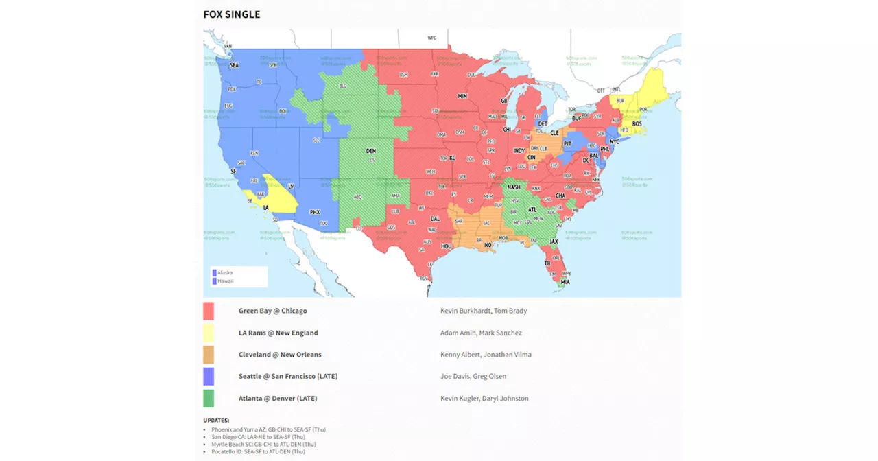 NFL Week 11 TV Coverage Info: Seahawks vs. 49ers broadcast map and commentators