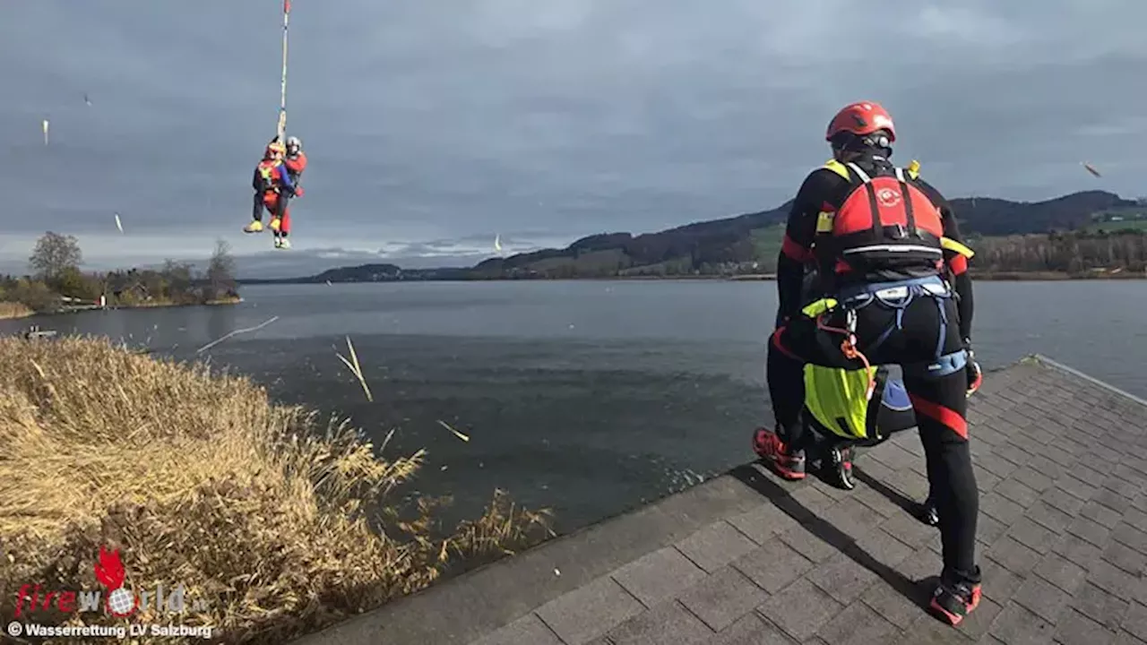 Sbg: Ausbildungstag für luftunterstützte Wasserrettung mit der Flugpolizei und dem Bundesheer