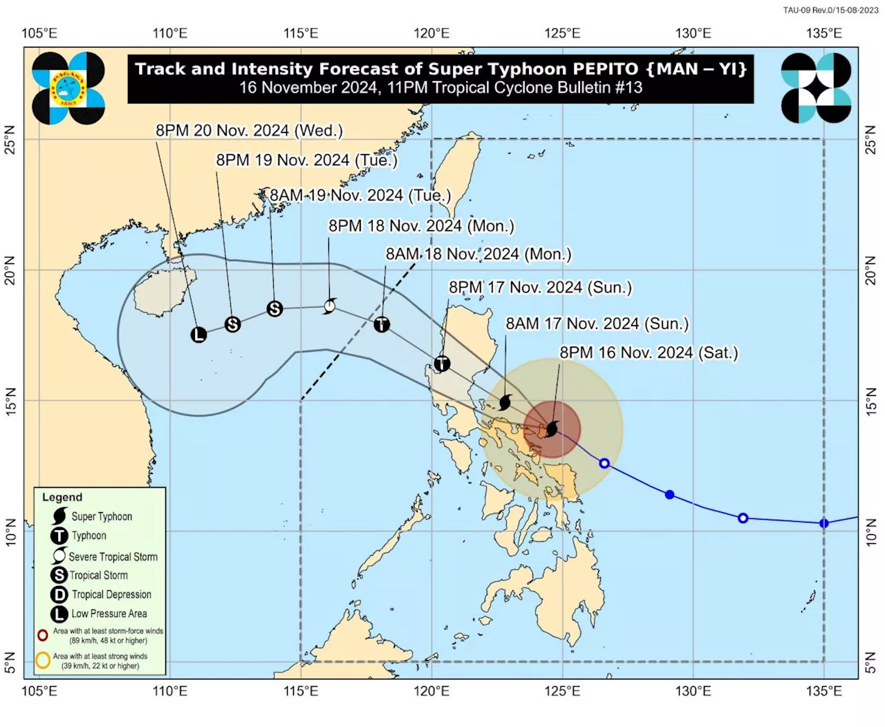 2 areas under Signal No. 5 as Pepito moves west northwest 