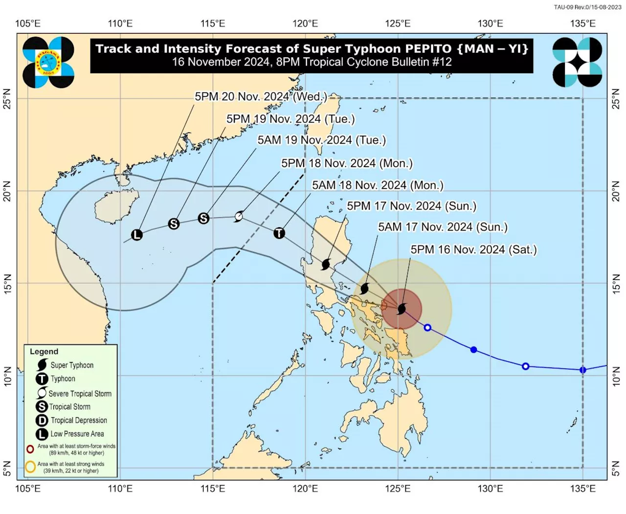 Pepito nears landfall over eastern Catanduanes