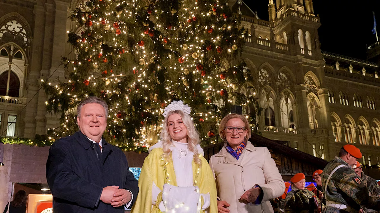 Wiener Weihnachtsbeleuchtung: Rastenfelder Christbaum leuchtet