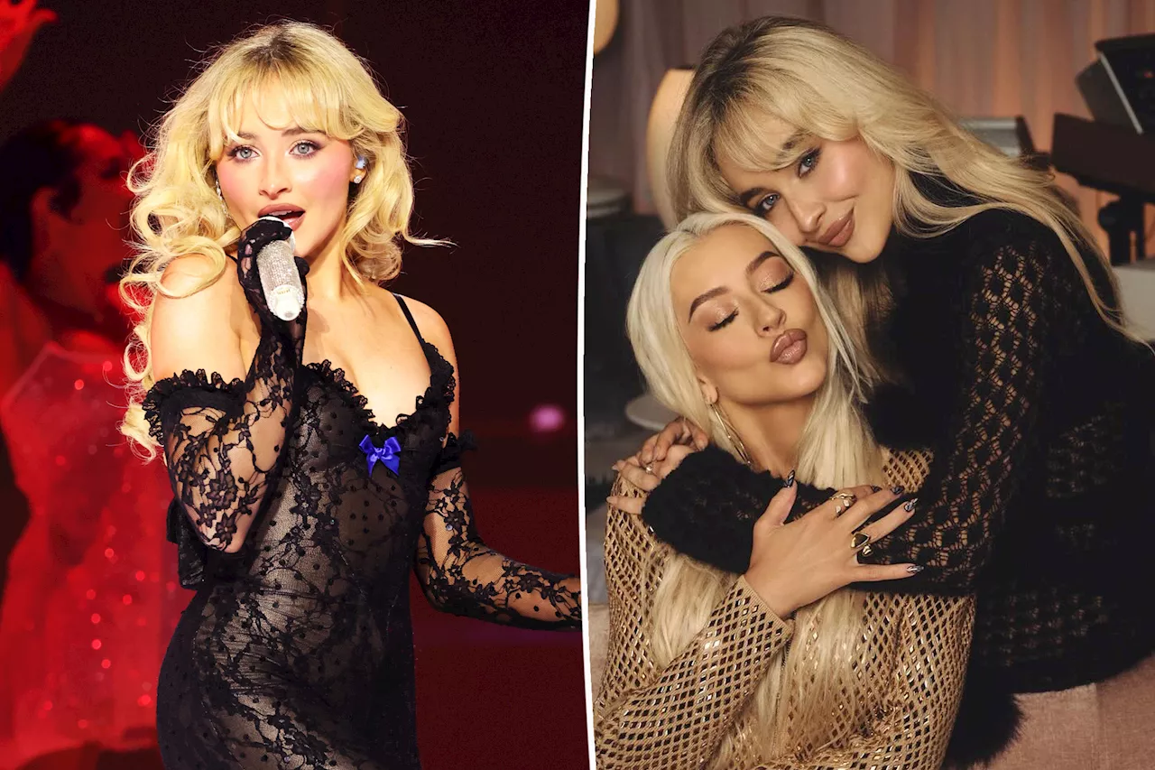 Christina Aguilera performs with Sabrina Carpenter during surprise appearance at LA concert