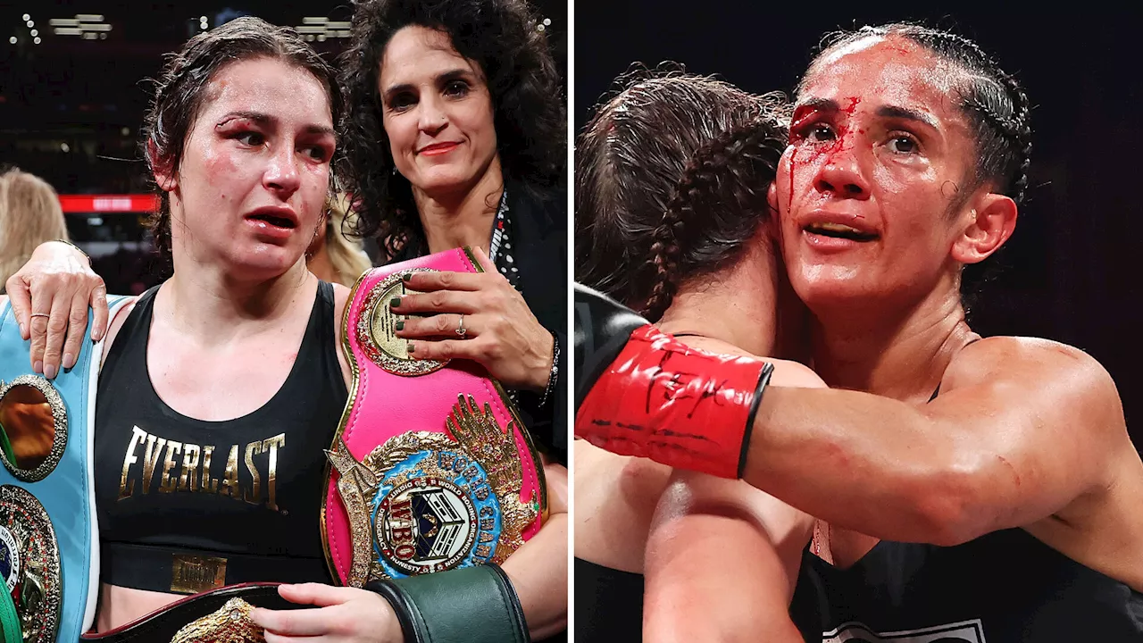 Katie Taylor branded a ‘CHEAT’ after Amanda Serrano is left bloodied in controversial fight with sco...