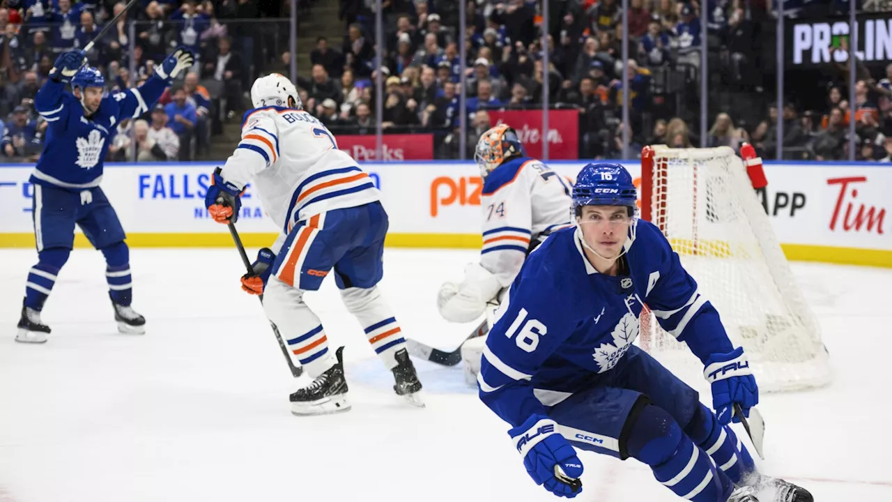 Mitch Marner scores in OT to lift the Maple Leafs past the Oilers, 4-3