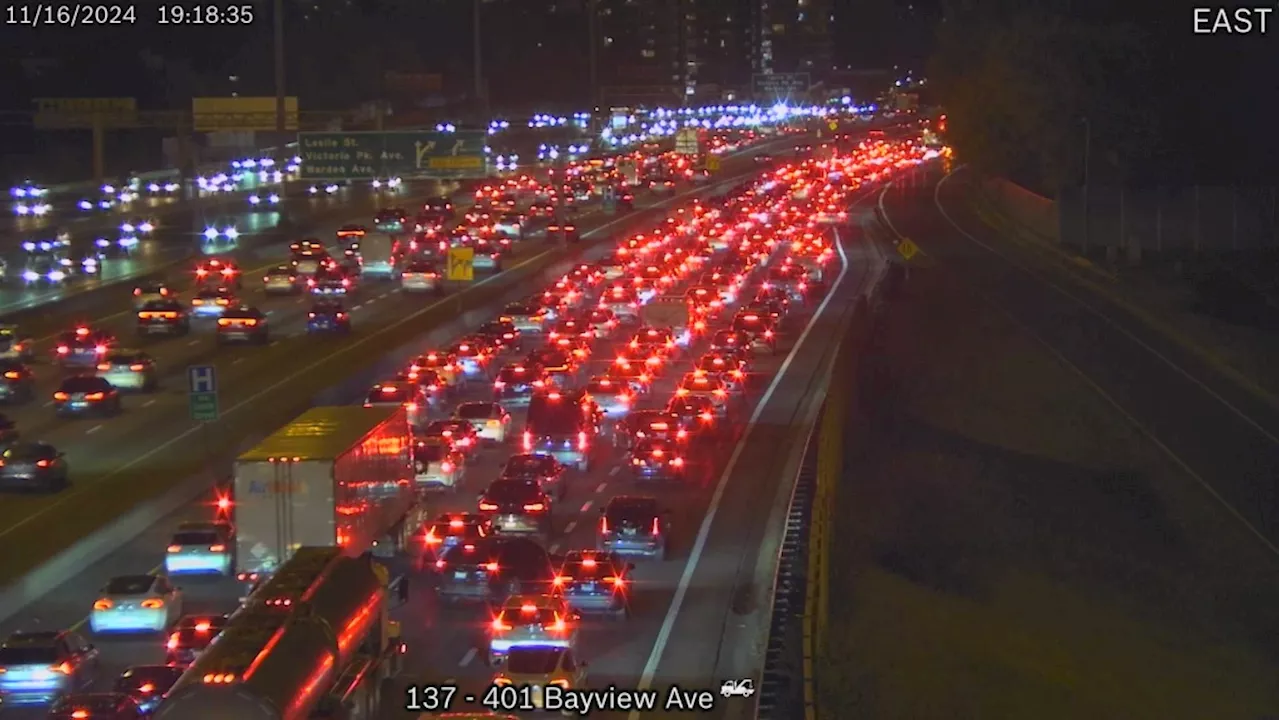 Collision shuts down Hwy. 401 eastbound collector lanes at Bayview