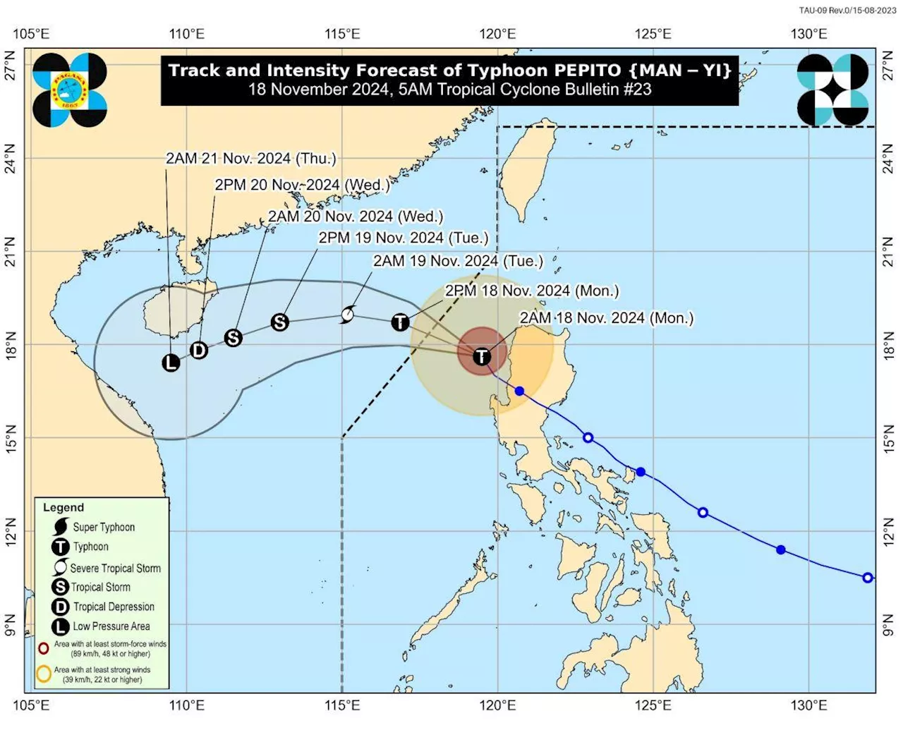 Signal No. 3 up over 3 areas as Pepito moves over West Philippine Sea