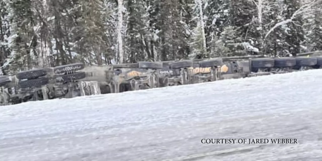 Ore truck flips on Richardson Highway