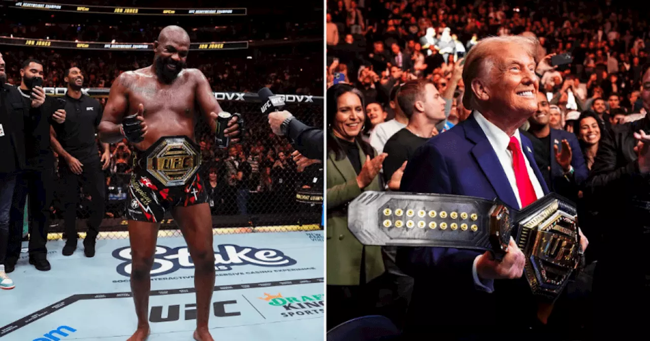 Jon Jones imitates Donald Trump dance in front of president-elect at UFC 309