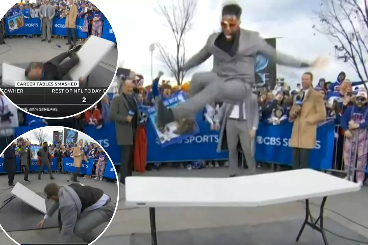 CBS NFL crew breaks tables in front of Bills Mafia before Chiefs game