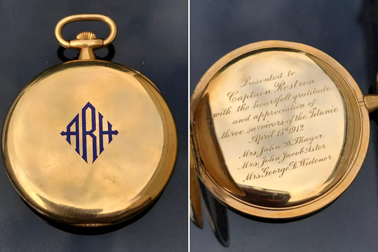 Gold pocket watch given to captain who rescued Titanic survivors sells for record price at nearly $2M