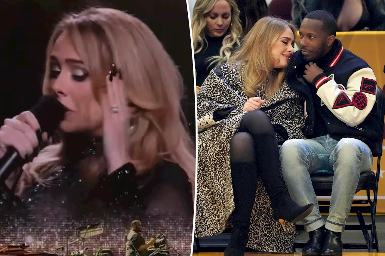 Adele shows off massive pear-shaped engagement ring from fianće Rich Paul