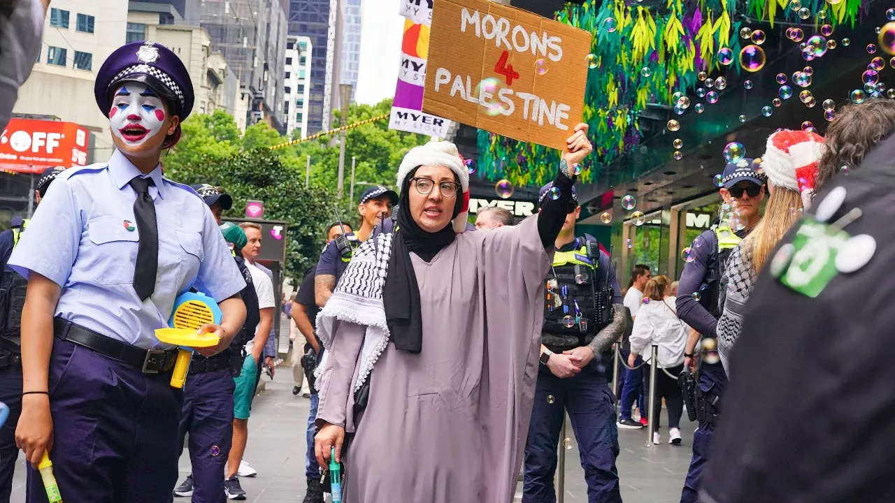 ‘Morons 4 Palestine’ crash opening of Myer Christmas Windows