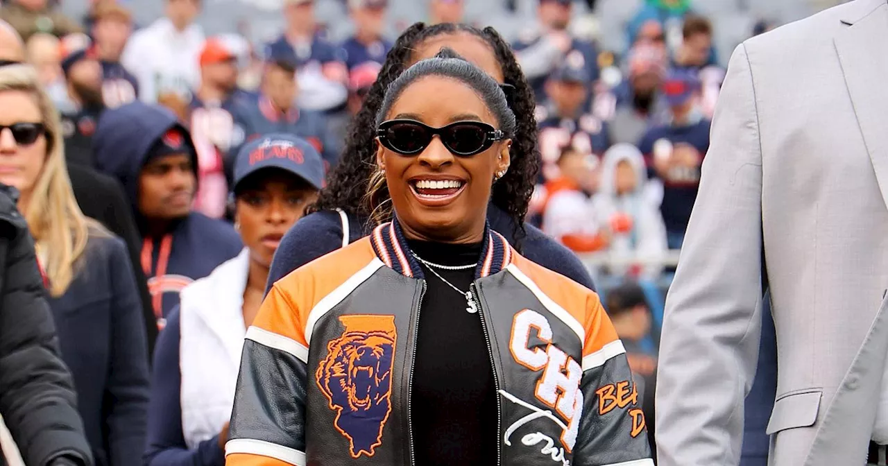 Simone Biles Rocks Leather for Jonathan Owens' Bears vs. Packers Game