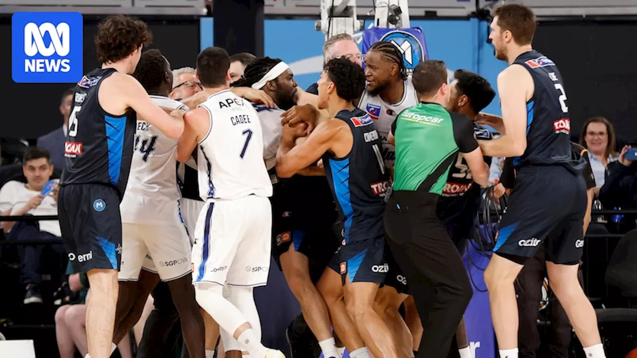 NBL investigates after Melbourne United and Adelaide 36ers melee spills over sidelines and leads to four fan evictions