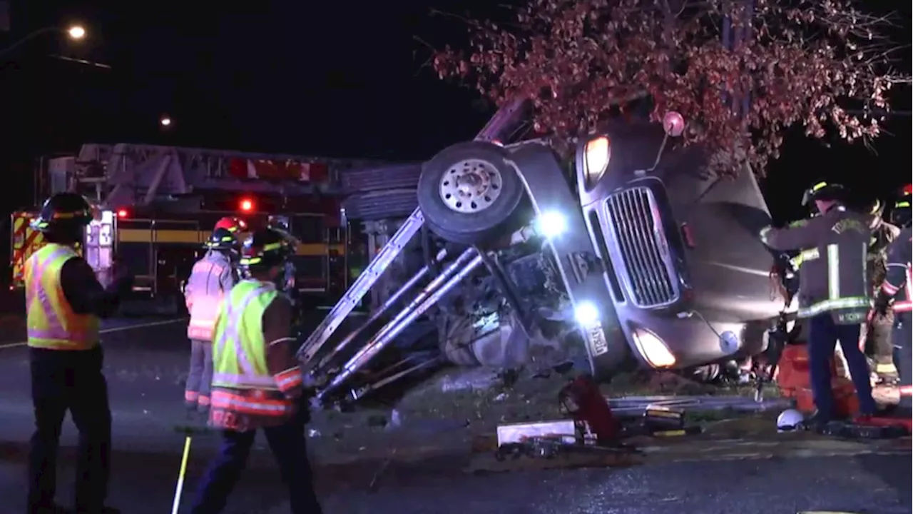 1 person critical following transport truck rollover in North York