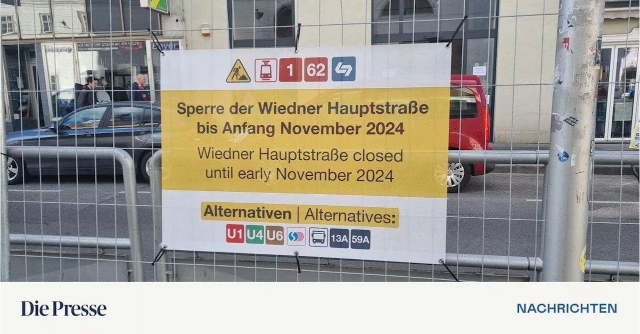 Sperre der Wiedner Hauptstraße endet Ende November