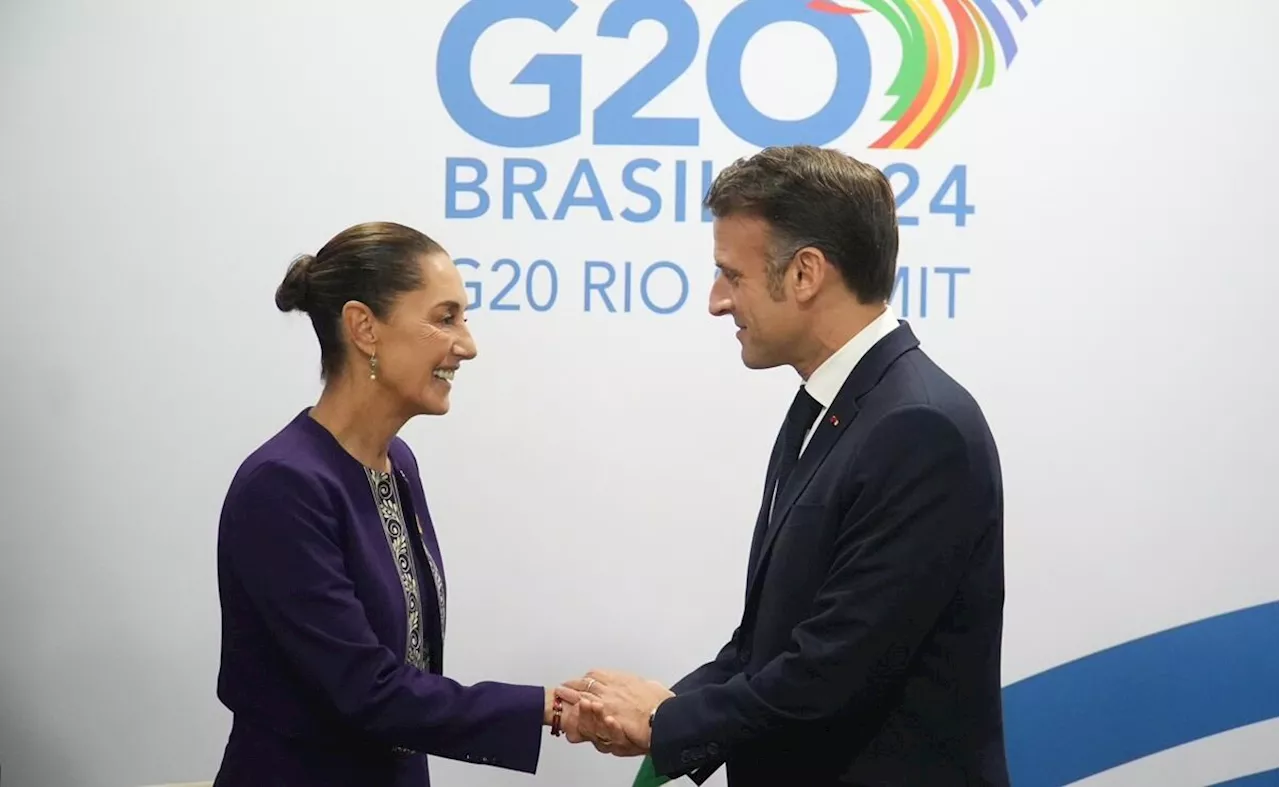 Sheinbaum y Macron se reúnen en Cumbre del G20; hablan sobre ambiente, salud e infraestructura