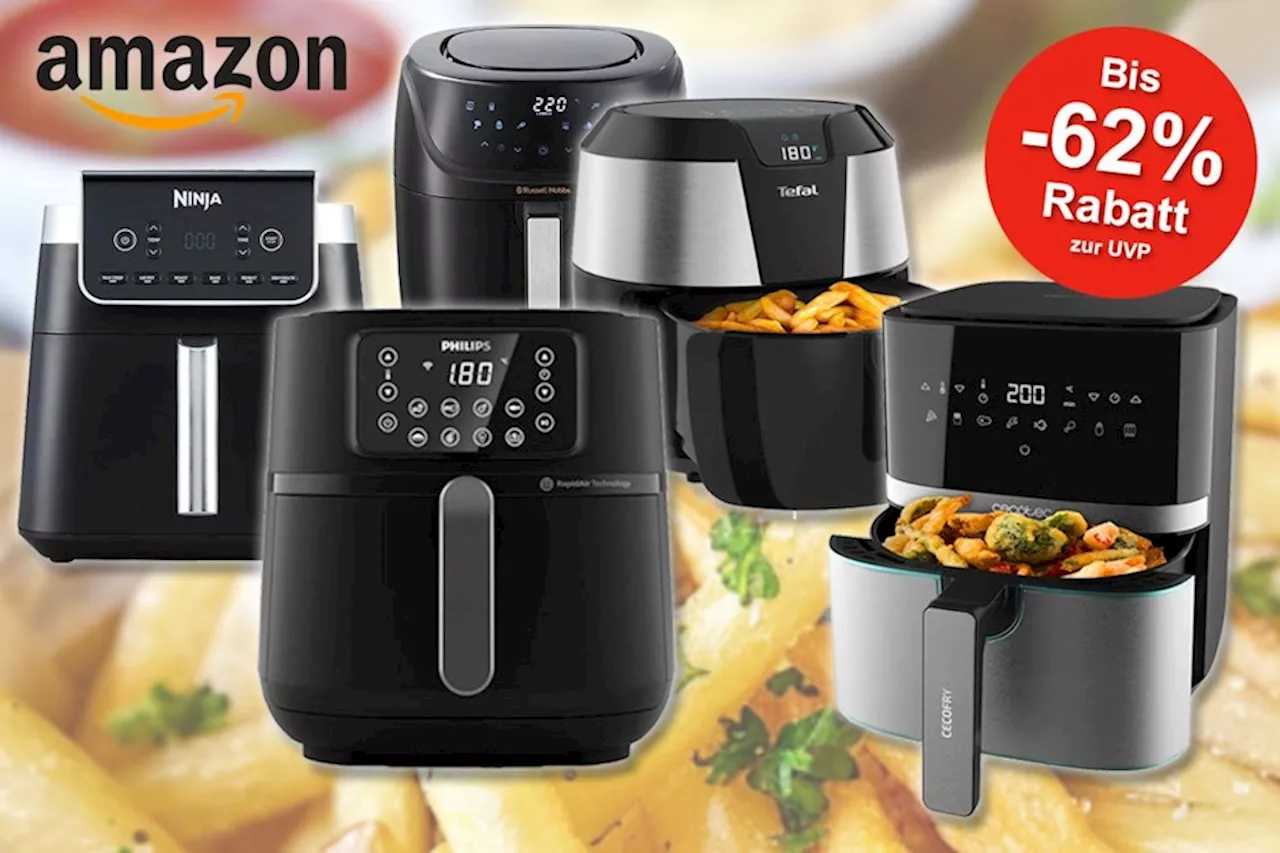 Mega Deals auf Airfryer Heißluftfritteusen im Amazon Sale: Bis 62% Rabatt auf Philips, Tefal, Ninja, Russell