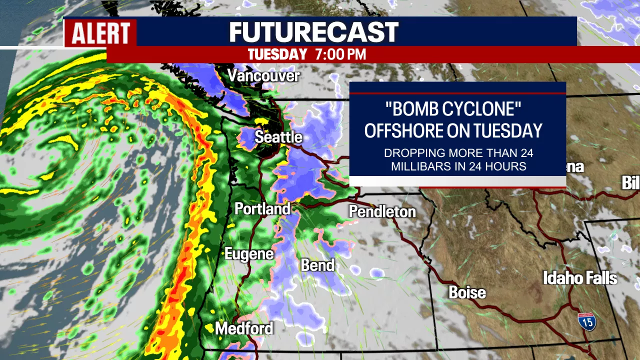 Windy weather east of Seattle on Tuesday due to incoming ‘bomb cyclone’