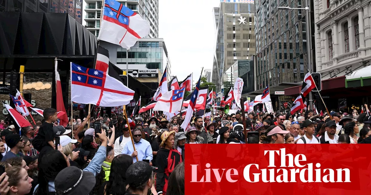 Tens of thousands march to New Zealand parliament to protest controversial Māori treaty bill