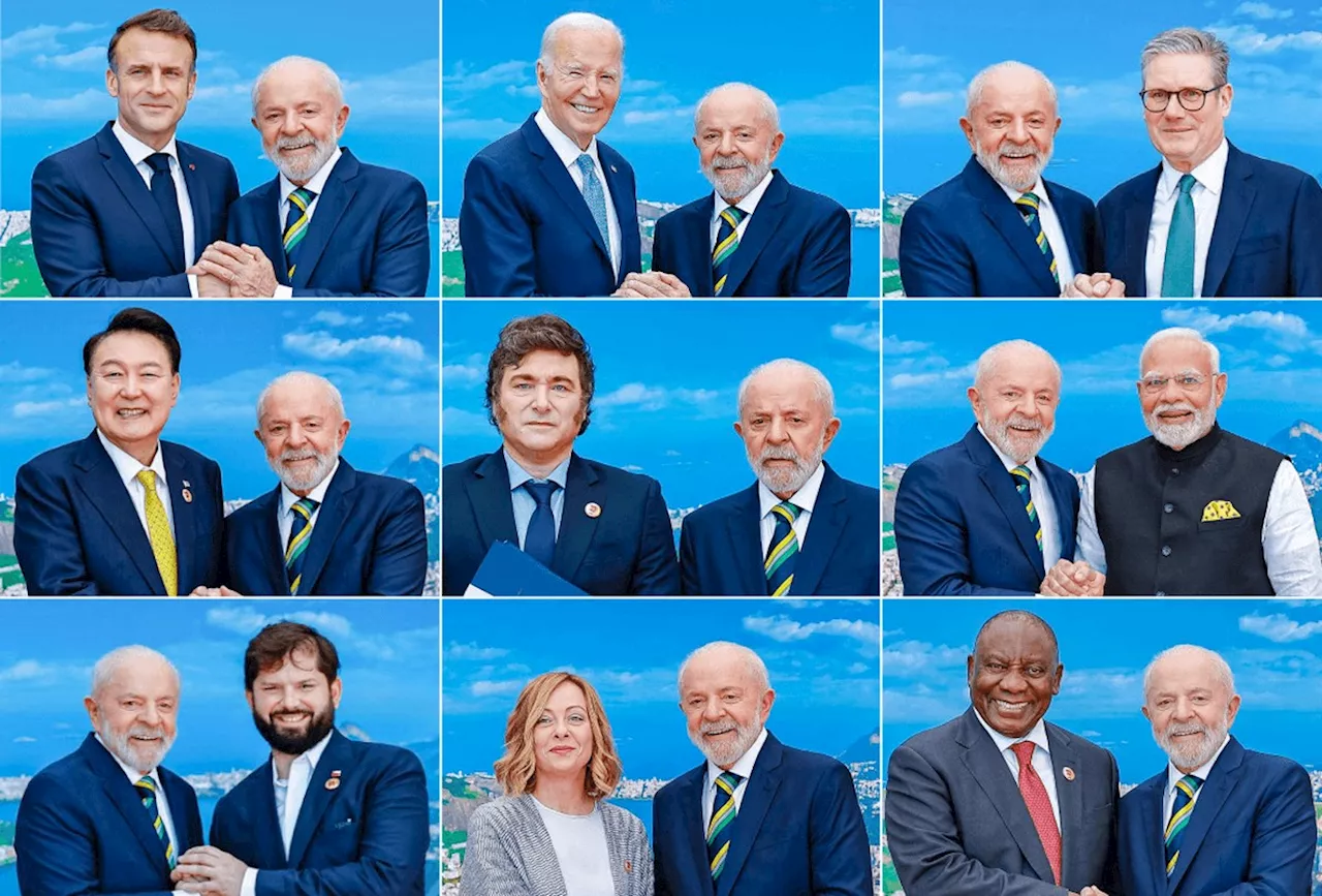 G20: Em fotos com chefes de Estado, Lula sorri com todos, menos com Milei