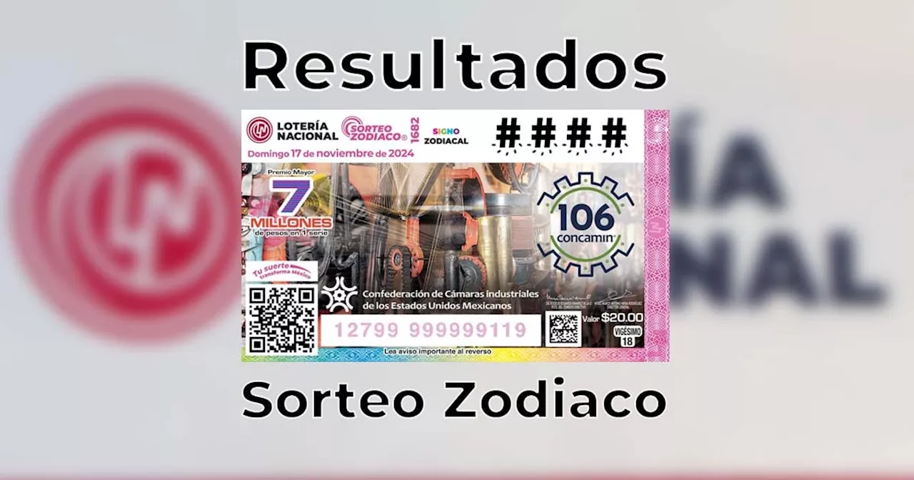 Resultados Sorteo Zodiaco 1682 del 17 de noviembre del 2024 de Lotería Nacional