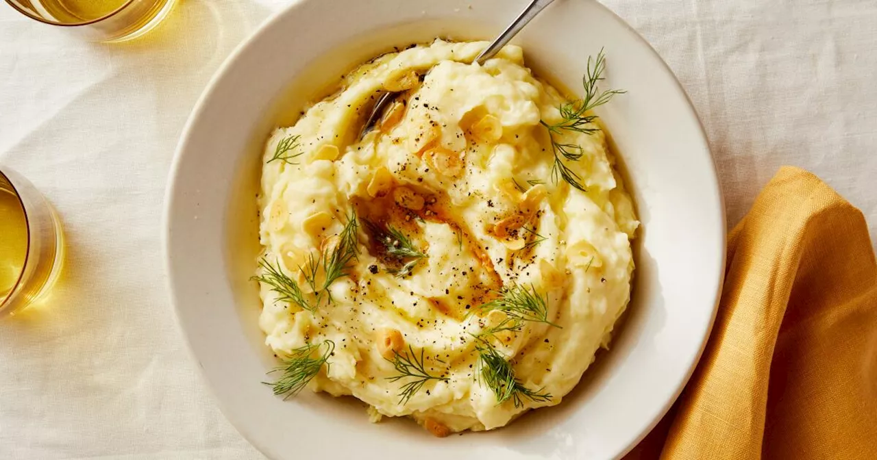 Labneh Creamed Potatoes With Sizzled Garlic