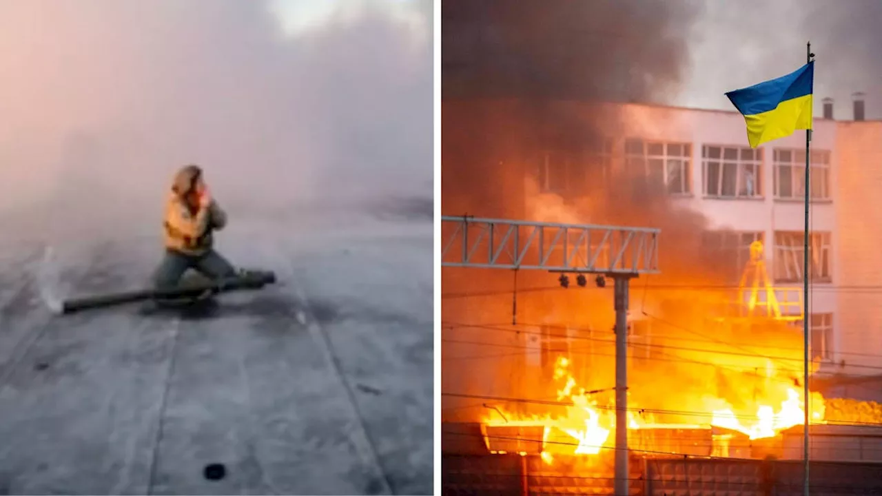 Watch dramatic moment Ukrainian nursery teacher takes out incoming Russian missile with rocket launcher